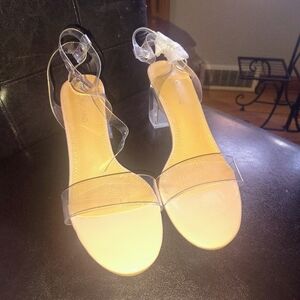 Women's Shoeland Clear Strap Block Heels Size 10